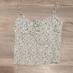 Reformation Cream and Blue Floral Camisole